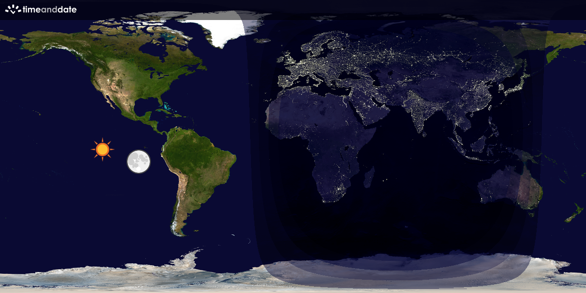Verdenskart som viser dag og natt 