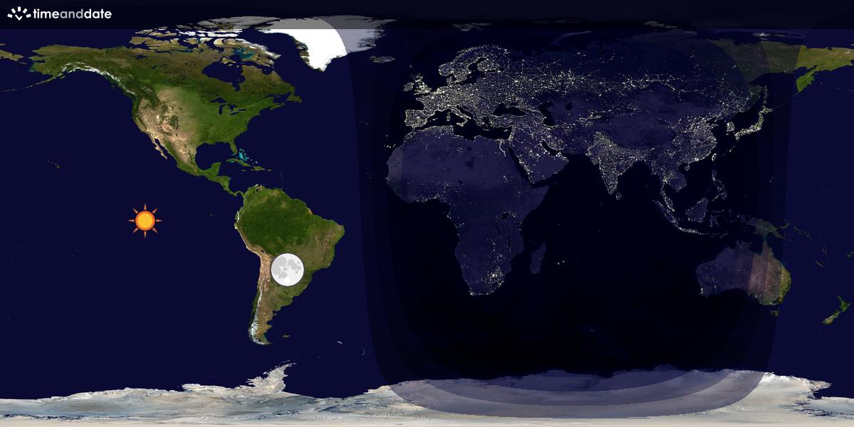 Verdenskart som viser dag og natt 