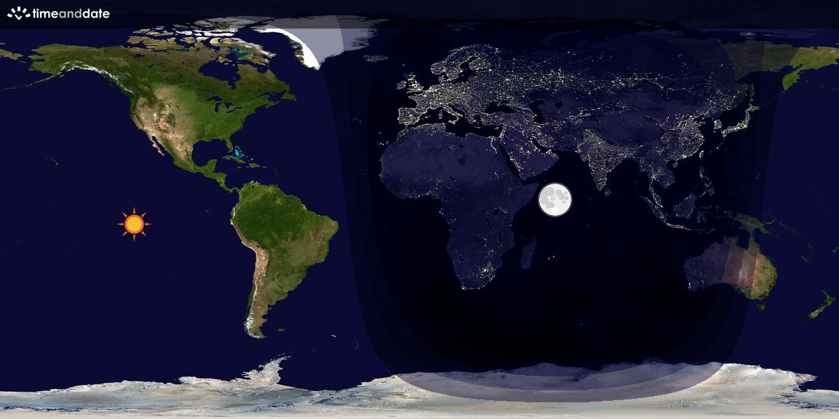 Verdenskart som viser dag og natt 