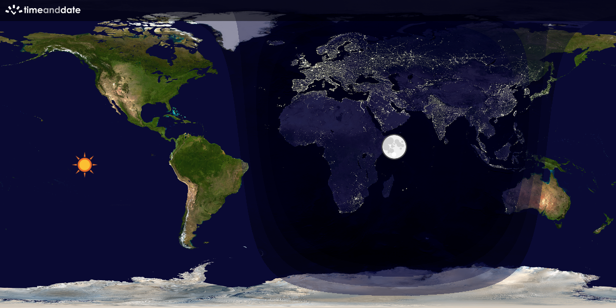 Verdenskart som viser dag og natt 