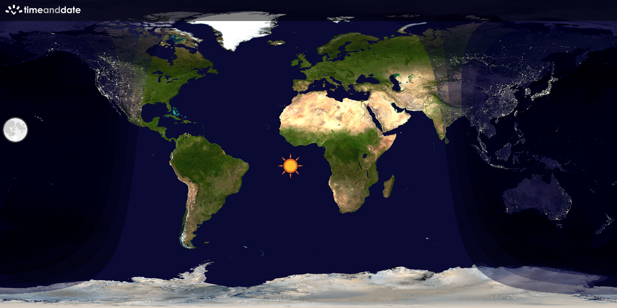 Verdenskart som viser dag og natt 