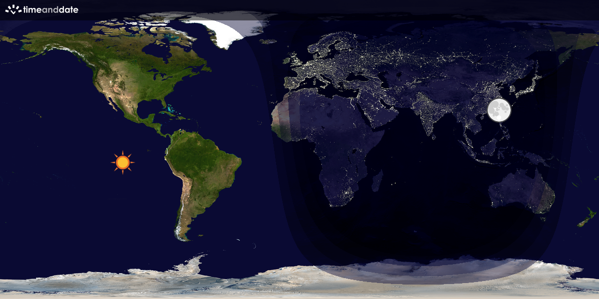 Verdenskart som viser dag og natt 