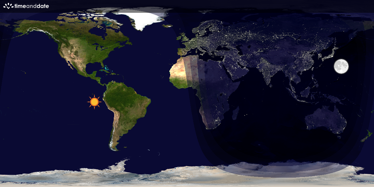 Verdenskart som viser dag og natt 