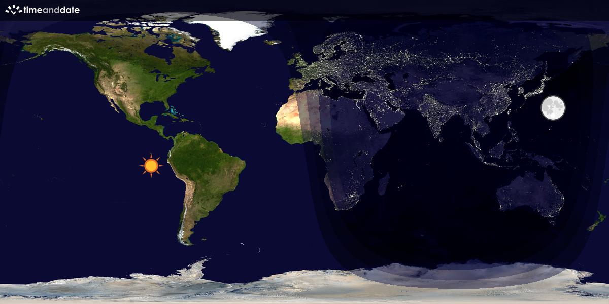 Verdenskart som viser dag og natt 