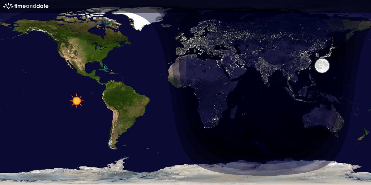 Verdenskart som viser dag og natt 