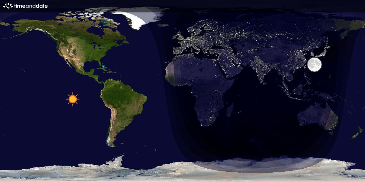 Verdenskart som viser dag og natt 