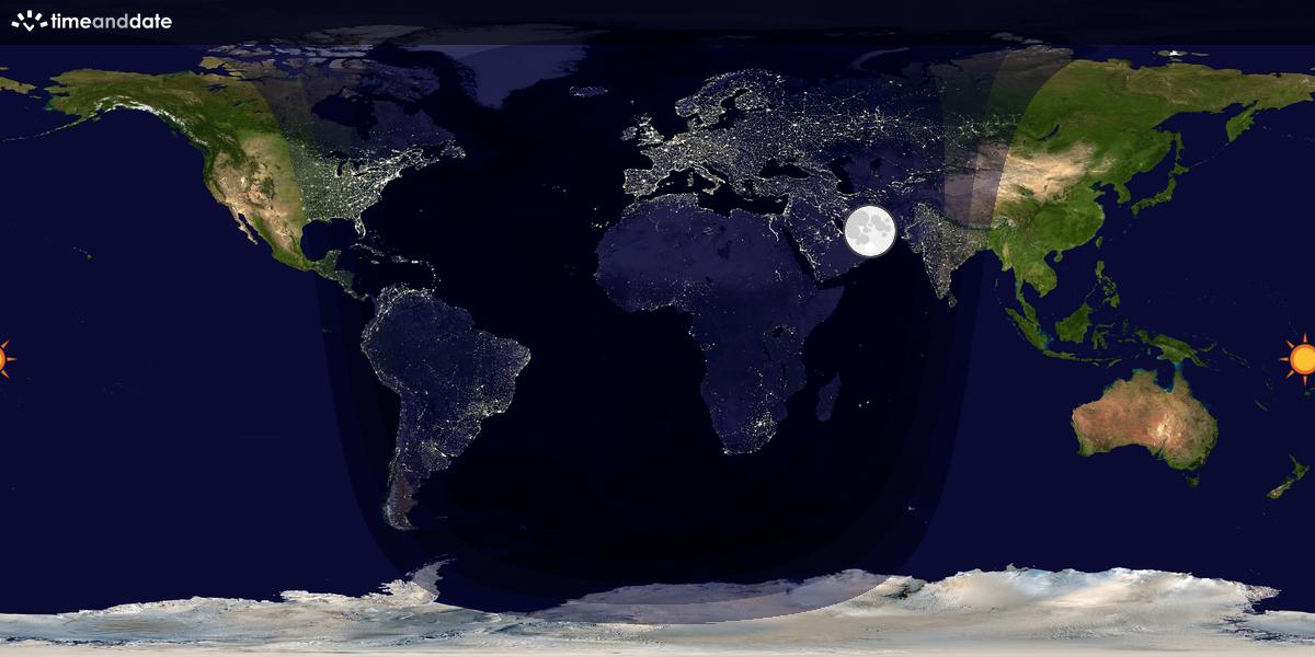 Verdenskart som viser dag og natt 