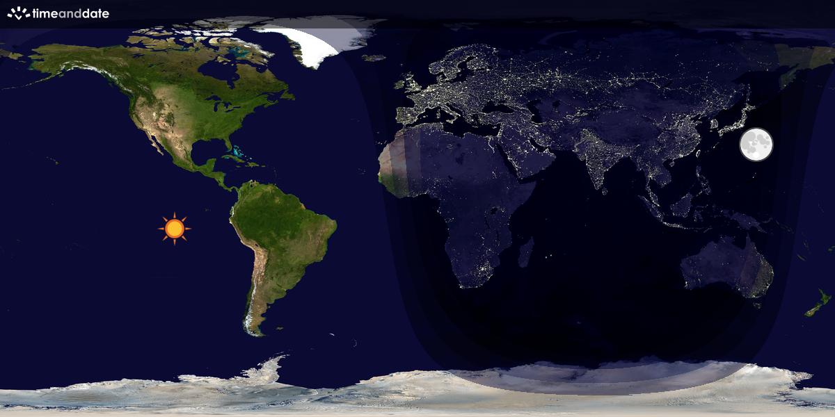 Verdenskart som viser dag og natt 