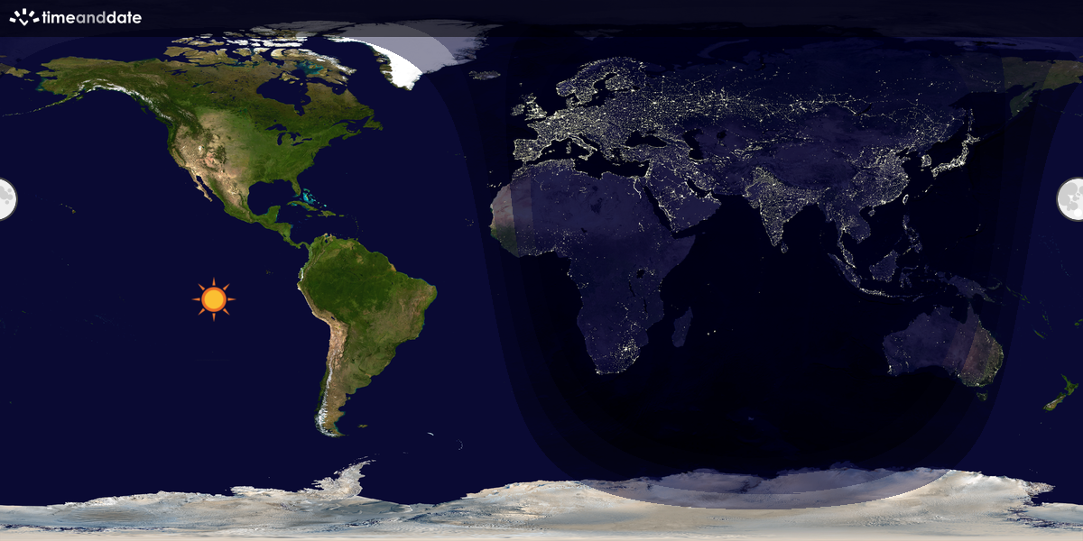 Verdenskart som viser dag og natt 