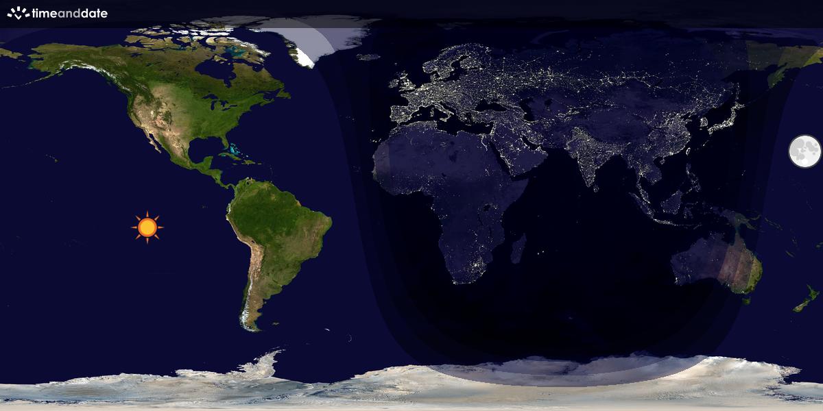 Verdenskart som viser dag og natt 