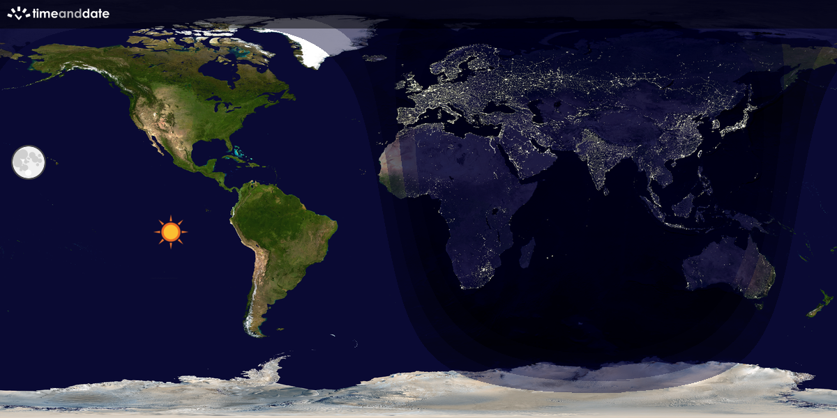 Verdenskart som viser dag og natt 
