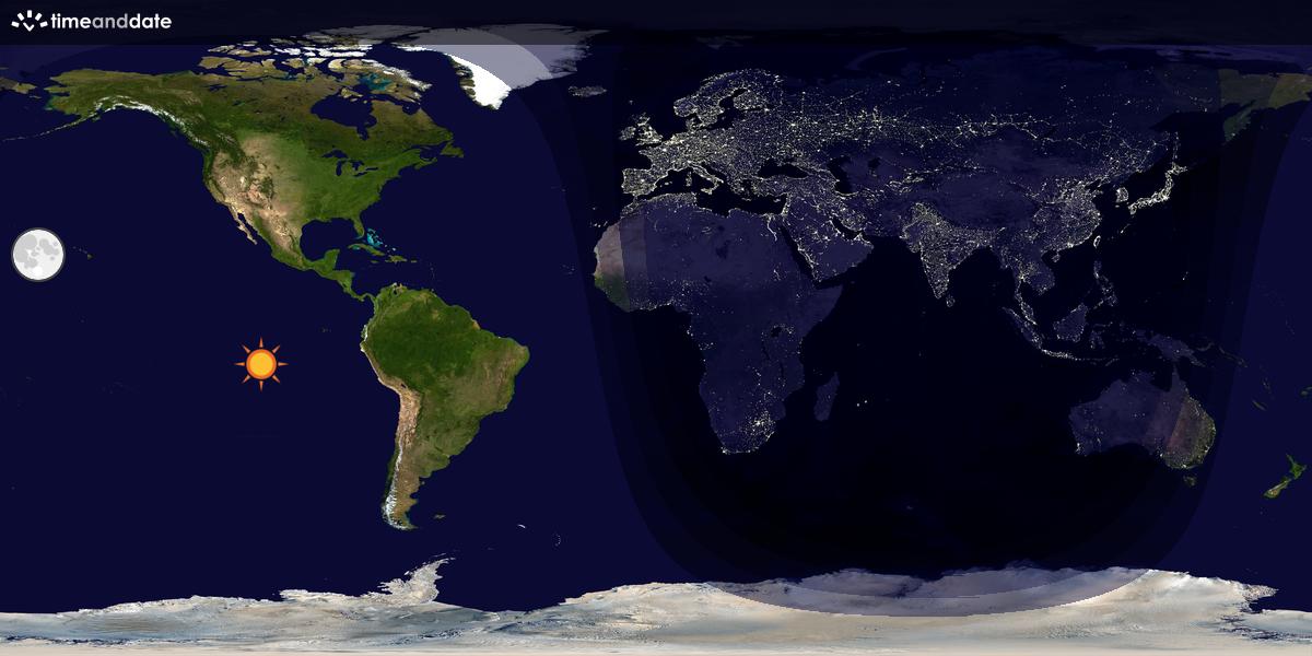 Verdenskart som viser dag og natt 