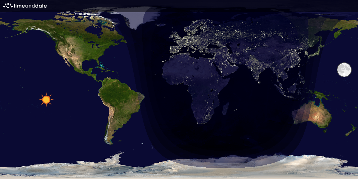Verdenskart som viser dag og natt 