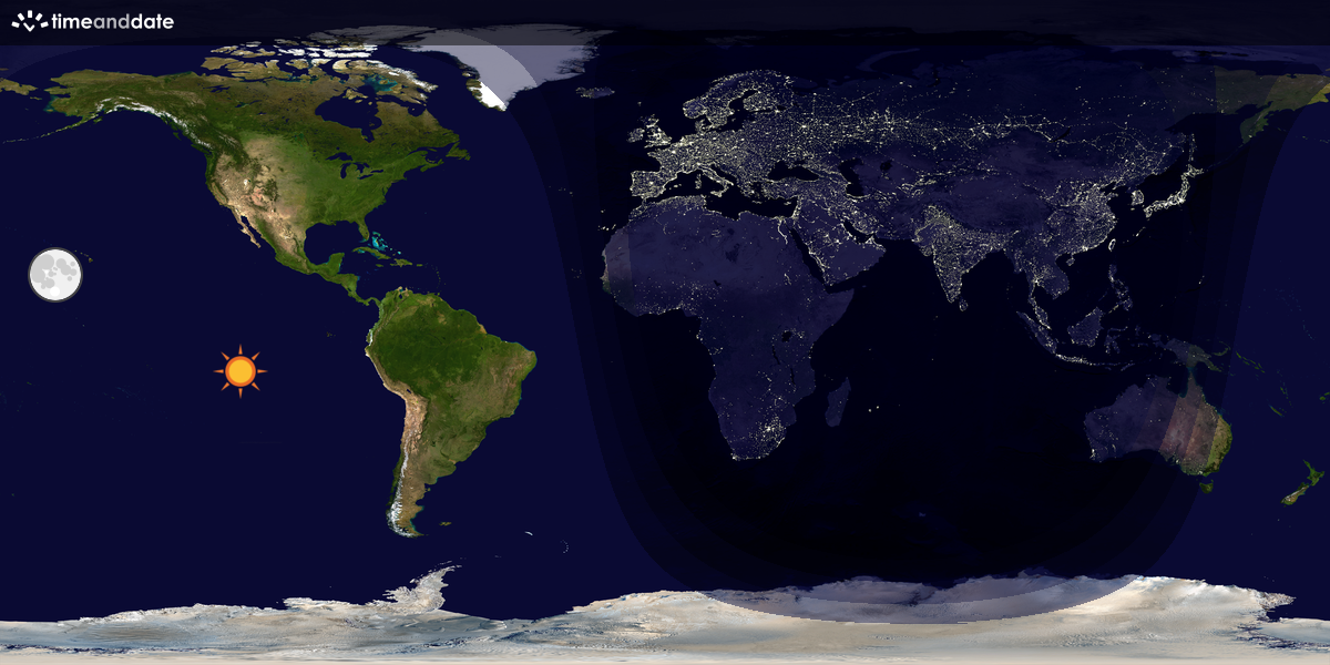 Verdenskart som viser dag og natt 