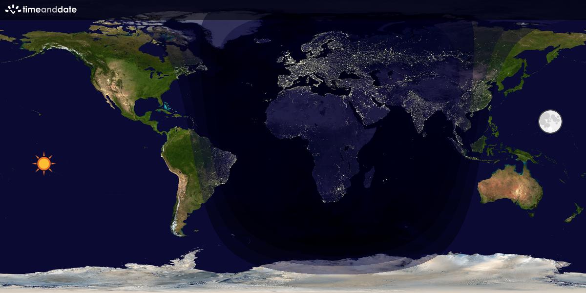 Verdenskart som viser dag og natt 