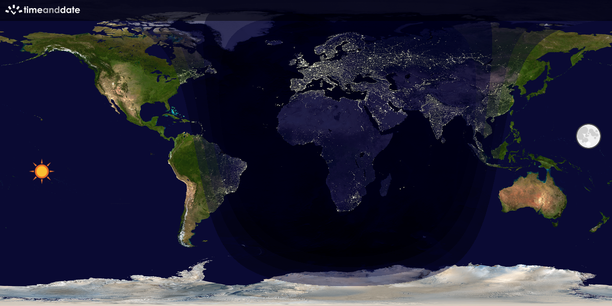 Verdenskart som viser dag og natt 