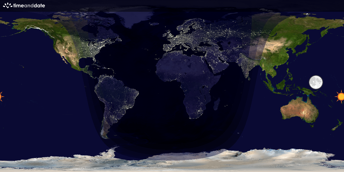 Verdenskart som viser dag og natt 