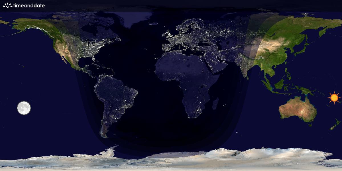 Verdenskart som viser dag og natt 
