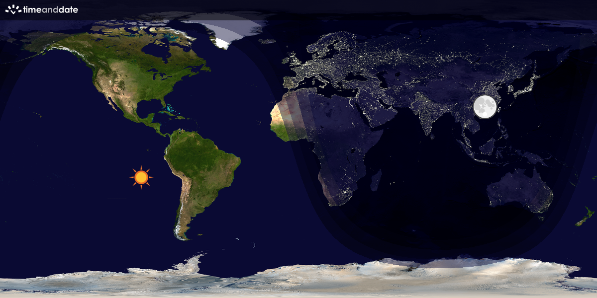 Verdenskart som viser dag og natt 