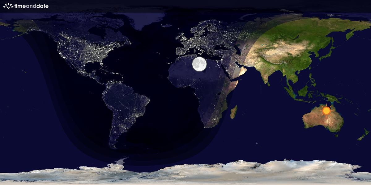 Verdenskart som viser dag og natt 