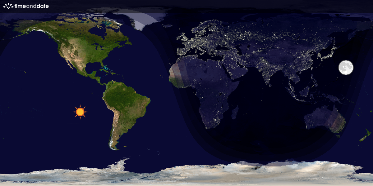Verdenskart som viser dag og natt 
