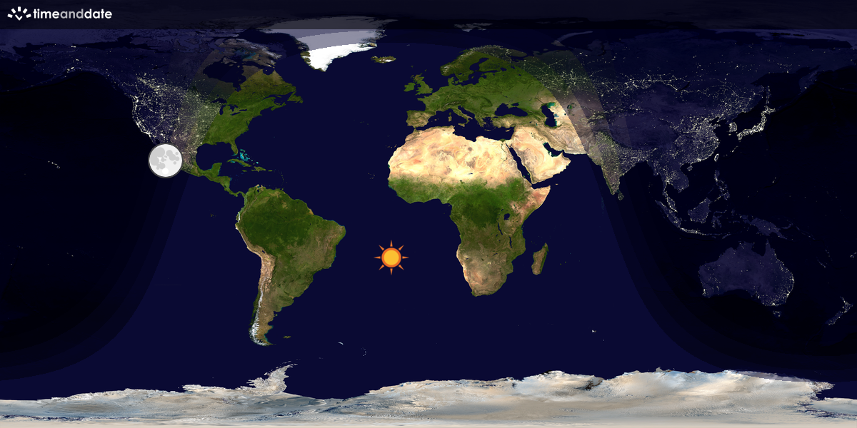 Verdenskart som viser dag og natt 