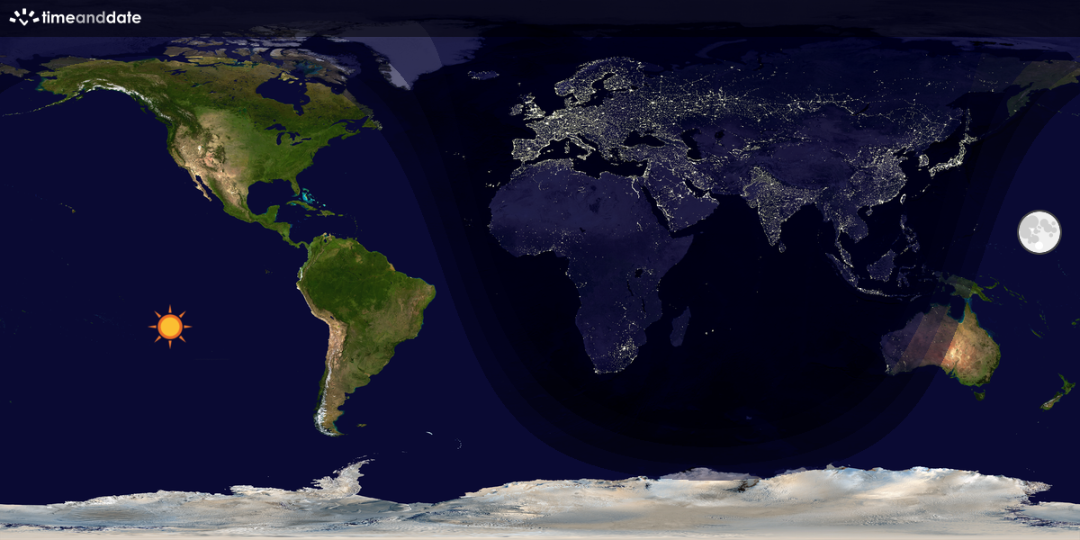 Verdenskart som viser dag og natt 