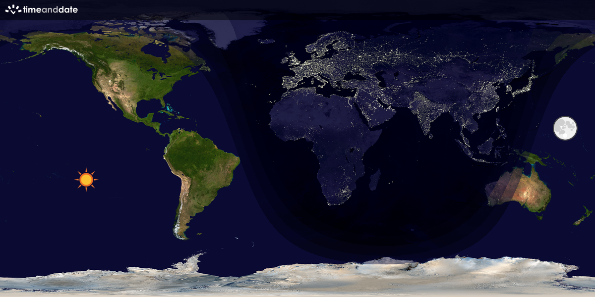 Verdenskart som viser dag og natt 