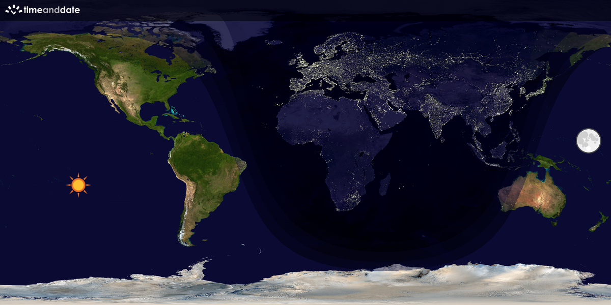 Verdenskart som viser dag og natt 