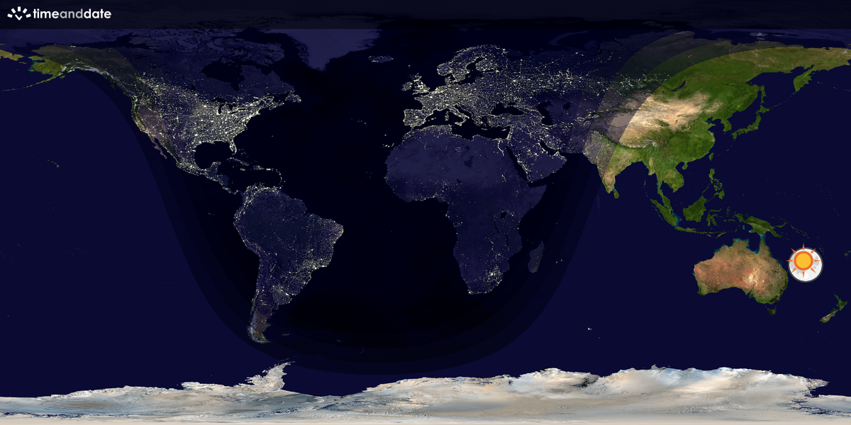 Verdenskart som viser dag og natt 