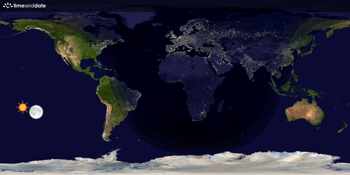 Verdenskart som viser dag og natt 