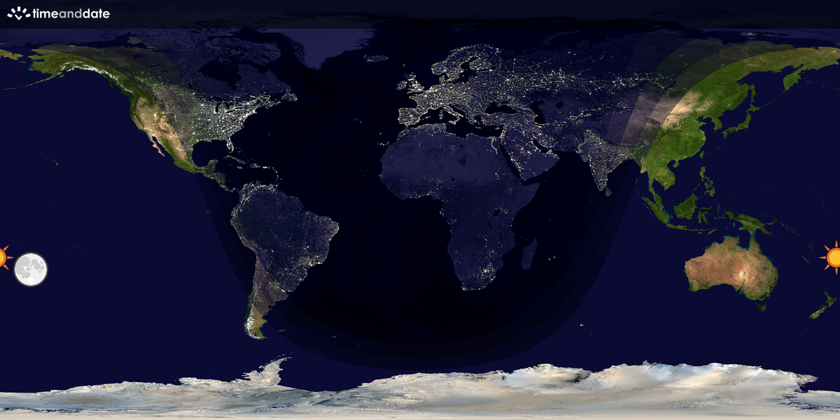 Verdenskart som viser dag og natt 