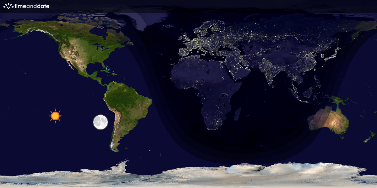 Verdenskart som viser dag og natt 