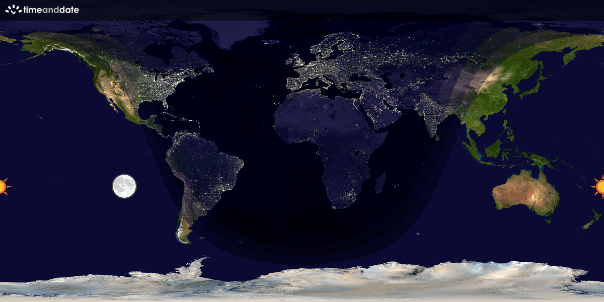 Verdenskart som viser dag og natt 