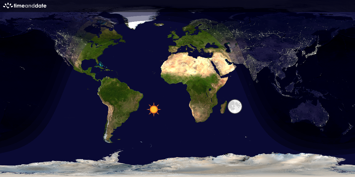 Verdenskart som viser dag og natt 