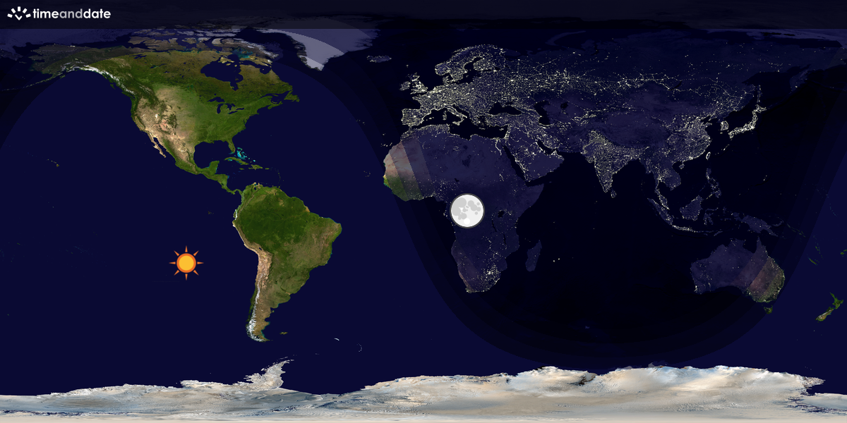 Verdenskart som viser dag og natt 