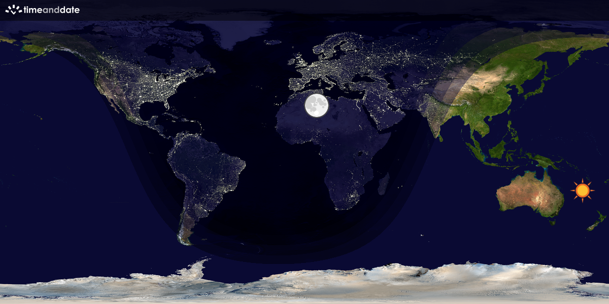 Verdenskart som viser dag og natt 