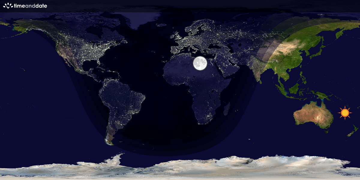 Verdenskart som viser dag og natt 