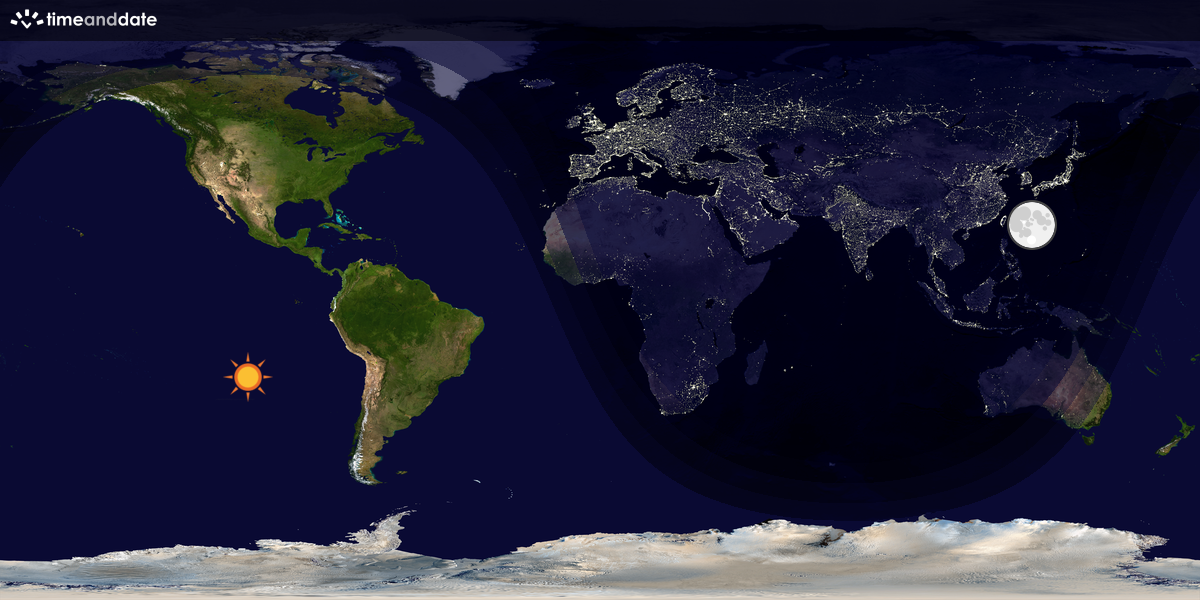 Verdenskart som viser dag og natt 