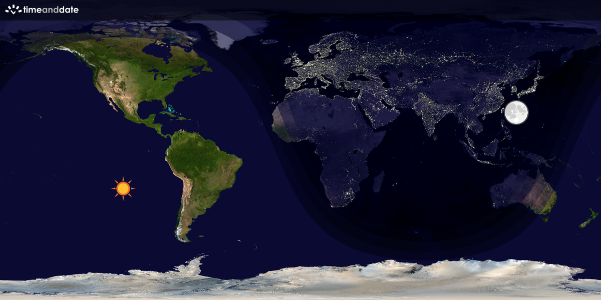 Verdenskart som viser dag og natt 
