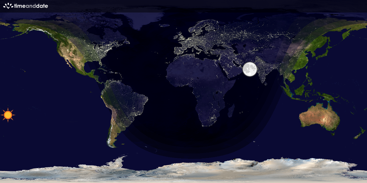 Verdenskart som viser dag og natt 