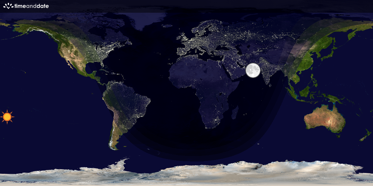 Verdenskart som viser dag og natt 