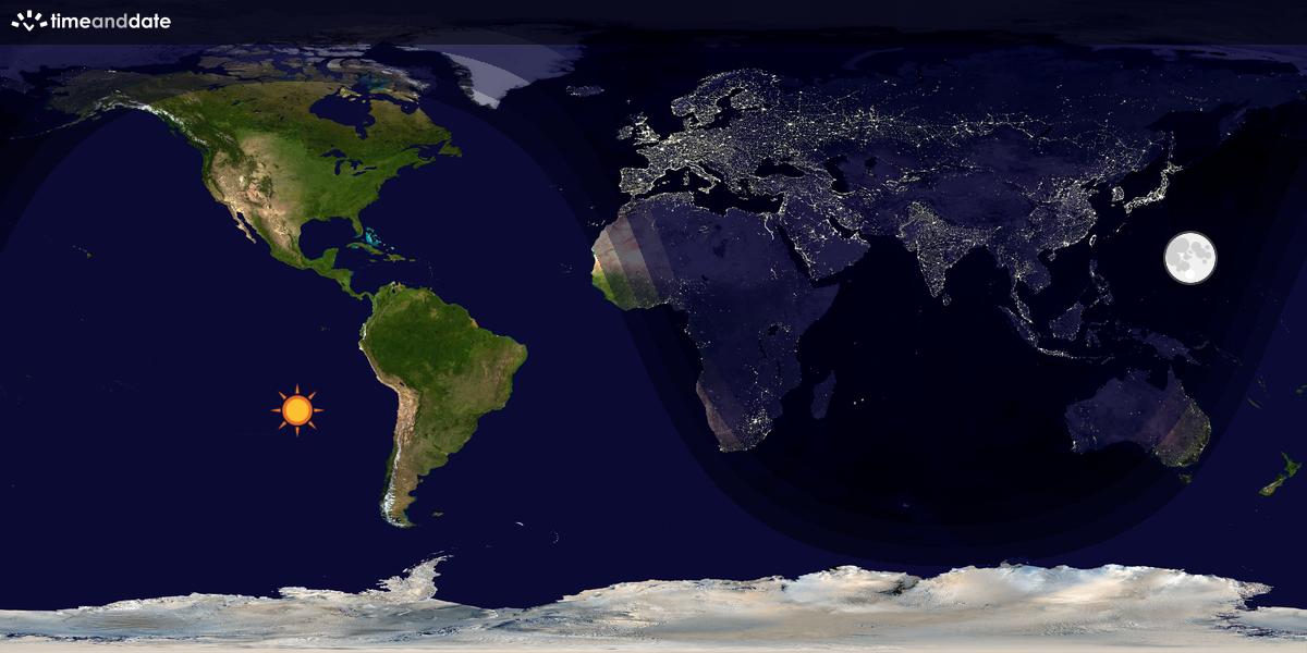 Verdenskart som viser dag og natt 