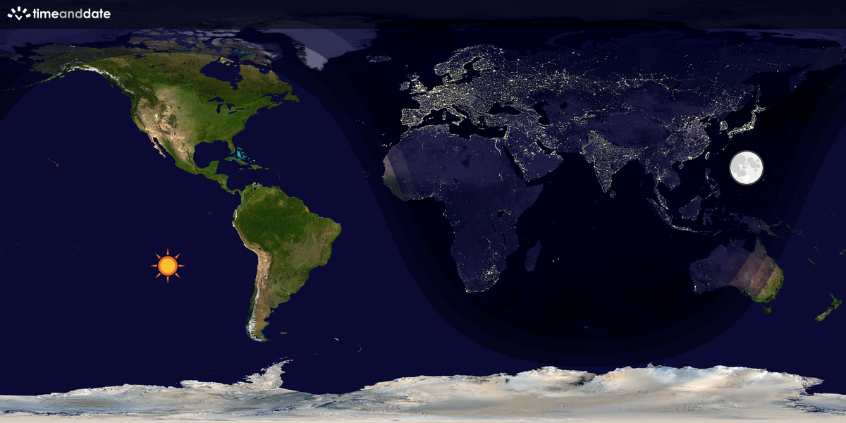 Verdenskart som viser dag og natt 
