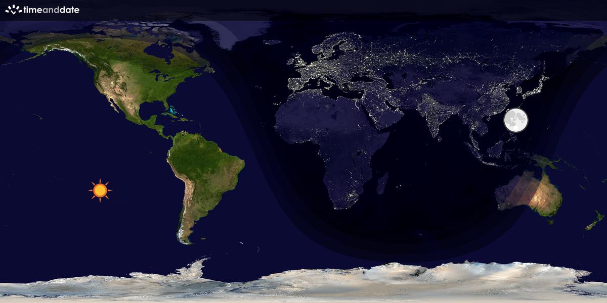 Verdenskart som viser dag og natt 