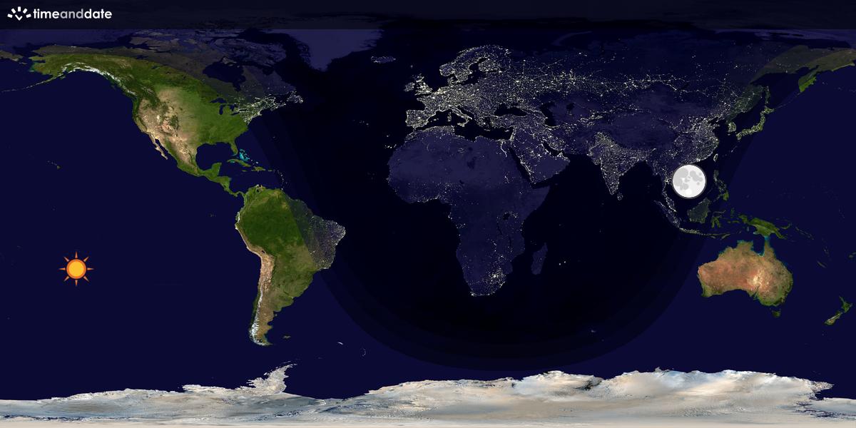 Verdenskart som viser dag og natt 