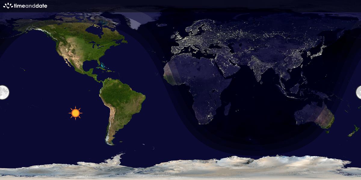 Verdenskart som viser dag og natt 