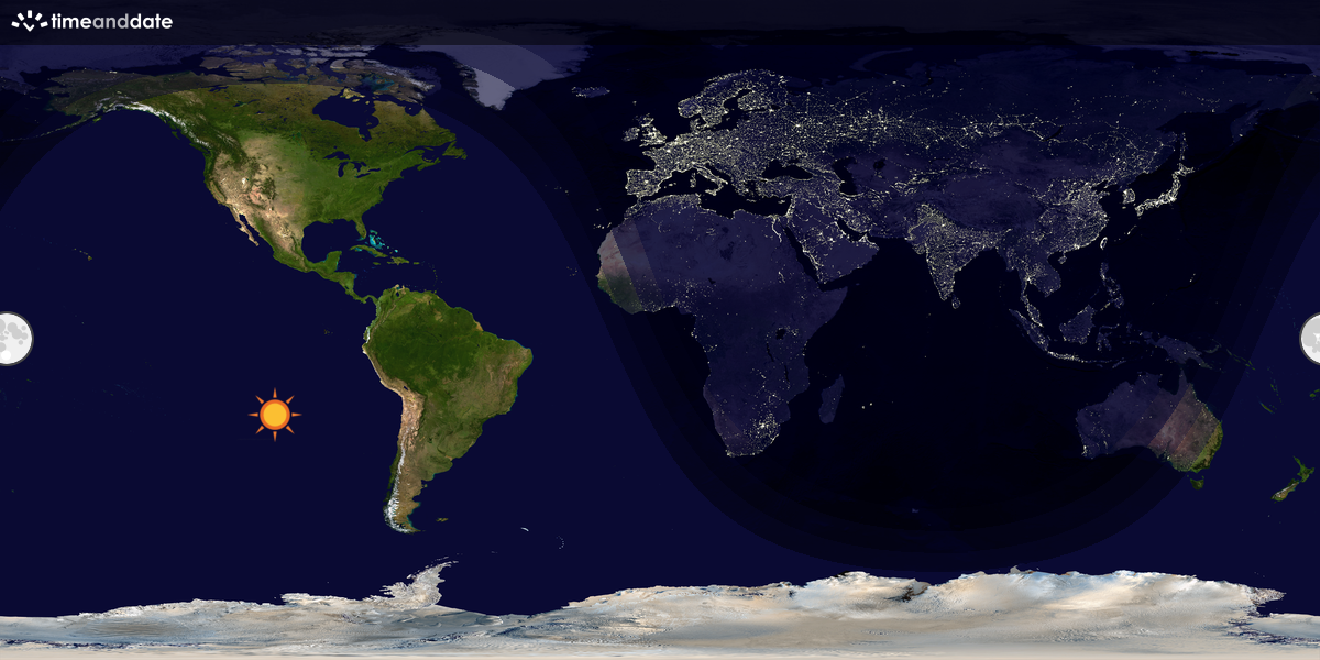 Verdenskart som viser dag og natt 
