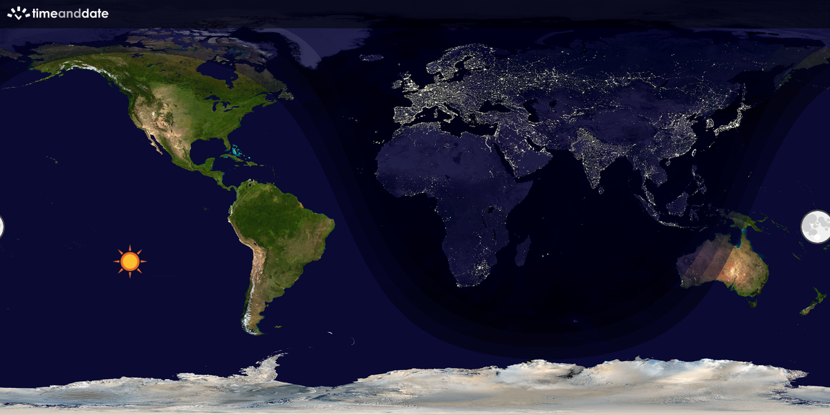 Verdenskart som viser dag og natt 