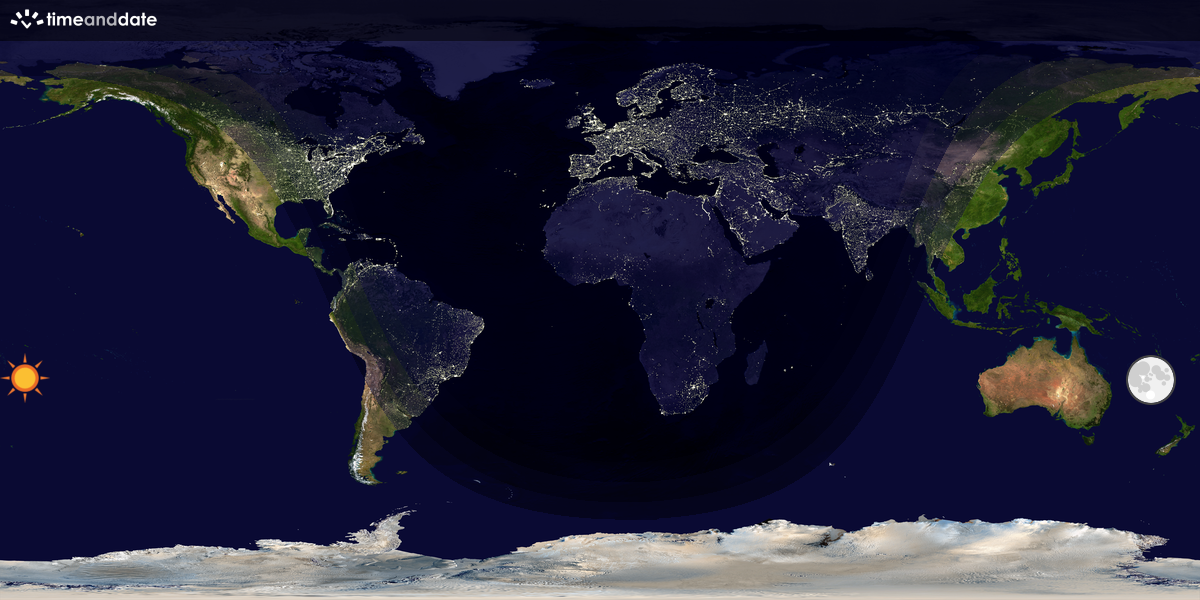 Verdenskart som viser dag og natt 